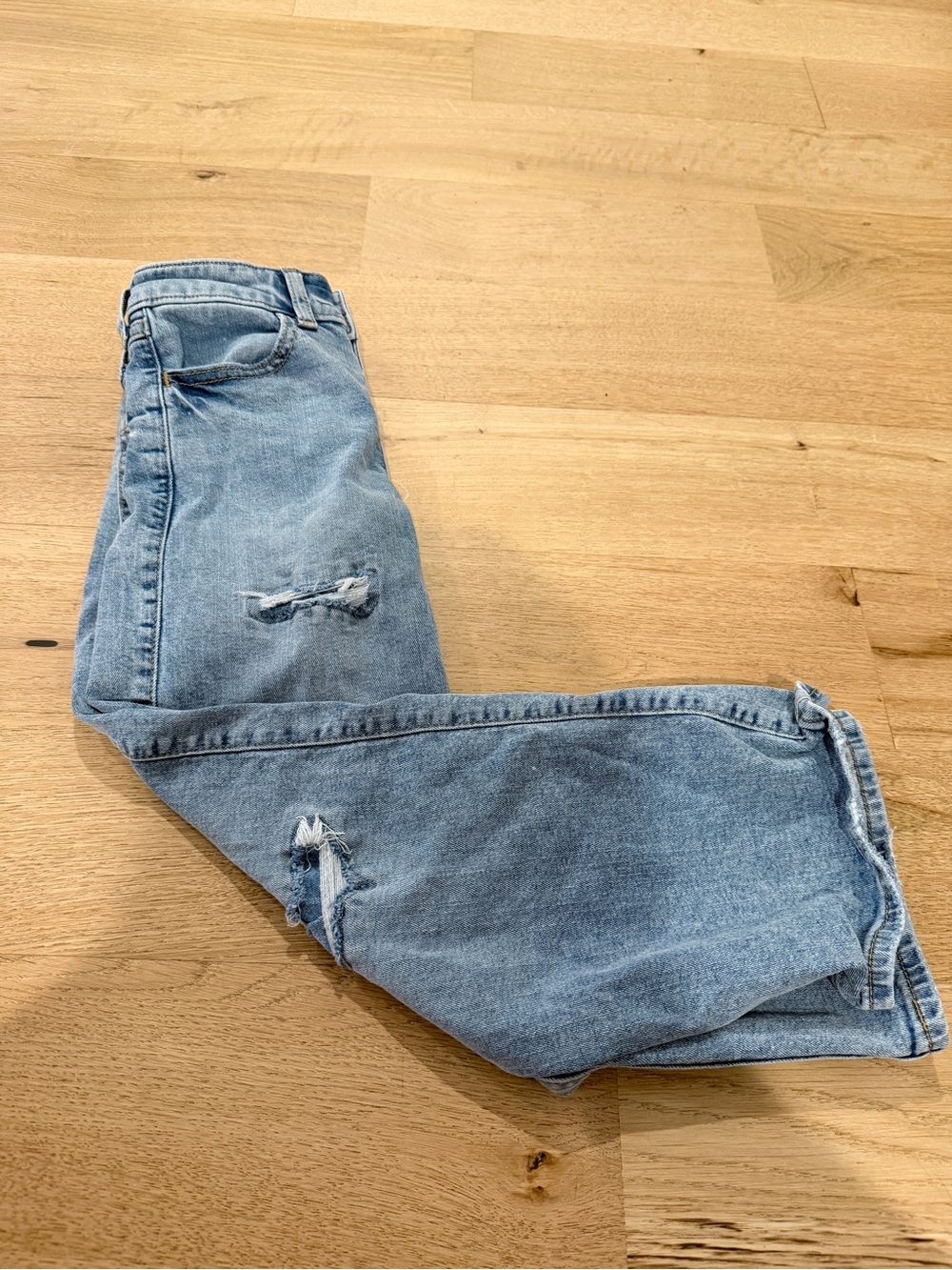 abercrombie kids High Rise Wide Leg Distressed Jeans